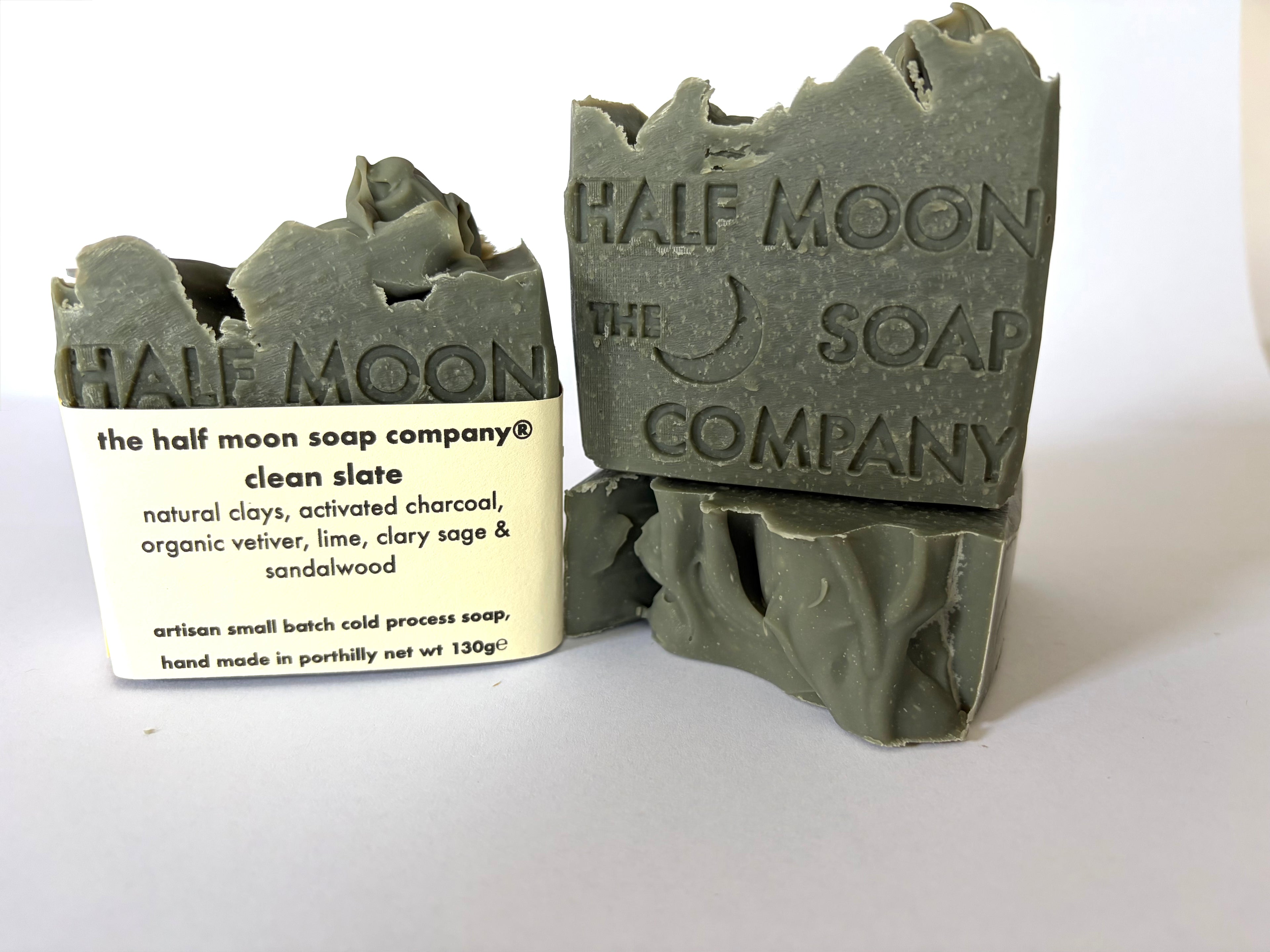 The rugged new edition to the Half Moon Soap Company - enter the dark horse! Vetiver, sandalwood, clary sage and lime 
